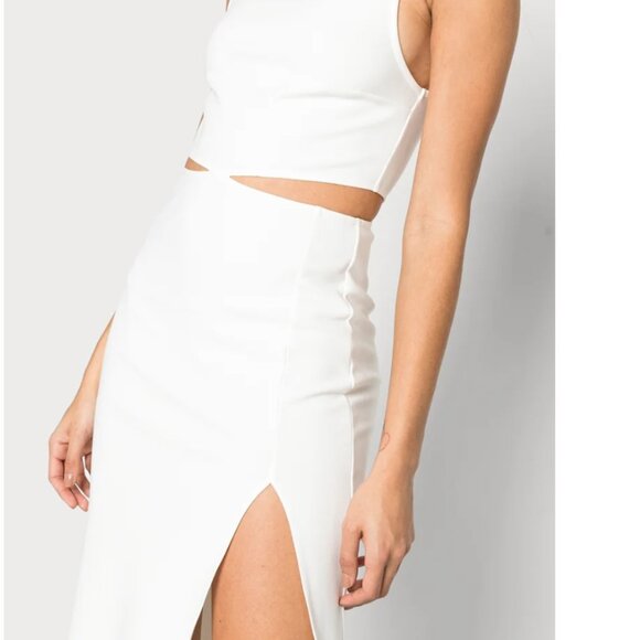 Abercrombie & Fitch White Midi Dress With Cutouts And Slit Size XSP - Picture 4 of 10